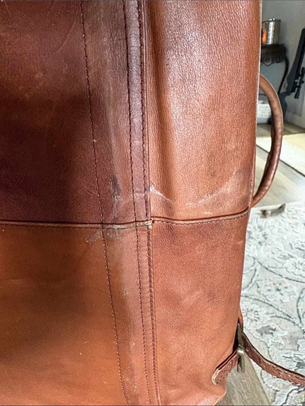 Leather Weekender Bag - Brown